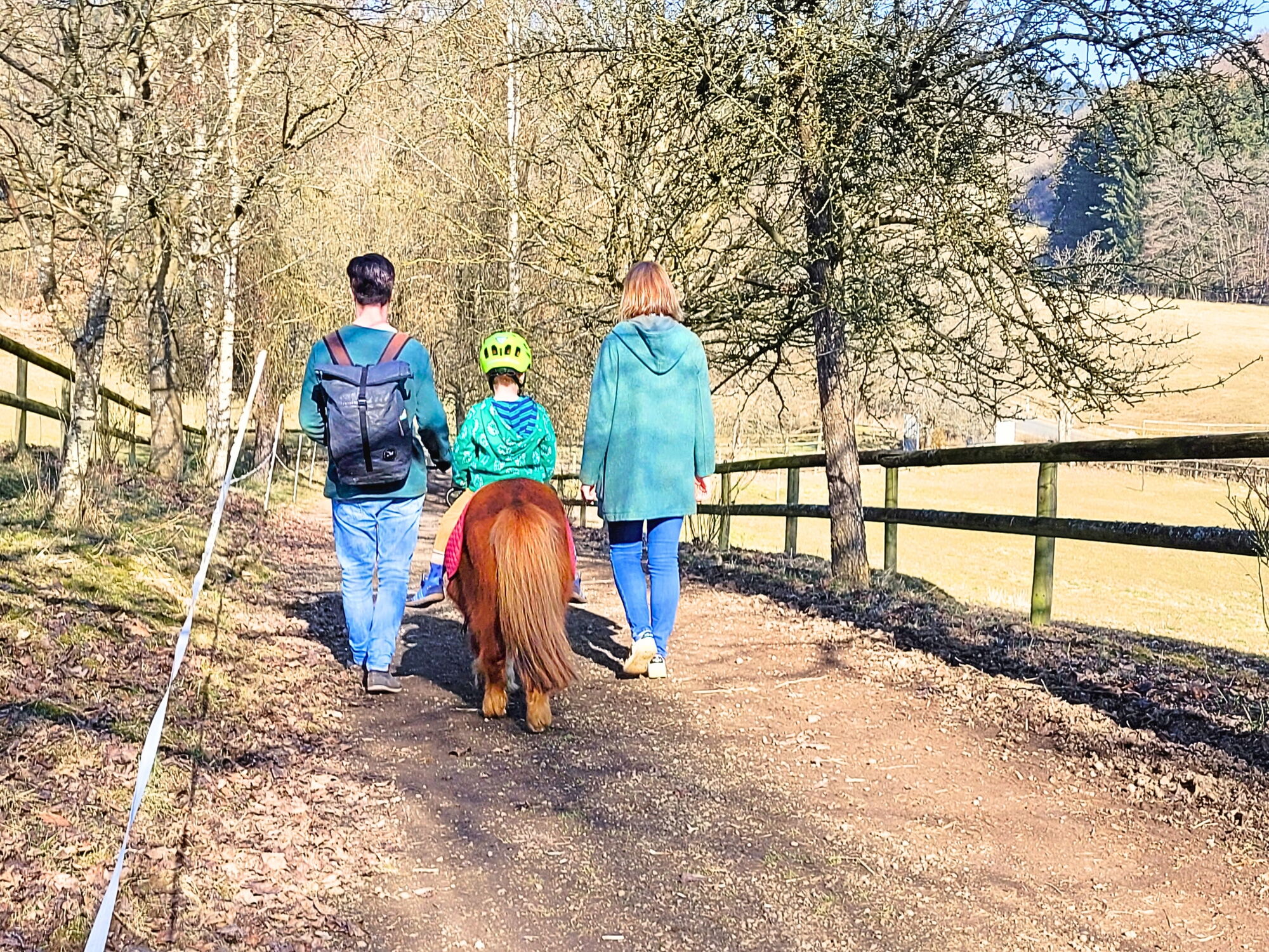 Ponyreiten auf Foxy mit der ganzen Familie auf dem Landgut Pfauenhof in der Vulkaneifel